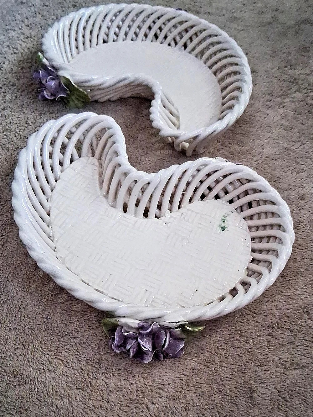 White & Purple Floral Serving Dish Set
